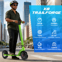 TRAILFORGE X8-Trailforge eletricoeletrica scooter 500W 10.4Ah 35km Adultos patinete jet bateria removível de 10 polegadas