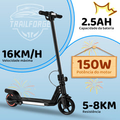 Trailforge C1- Kids Folding Electric Scooter 150W Motor with LED Front Light Handlebars, LED Display, Dual Brakes